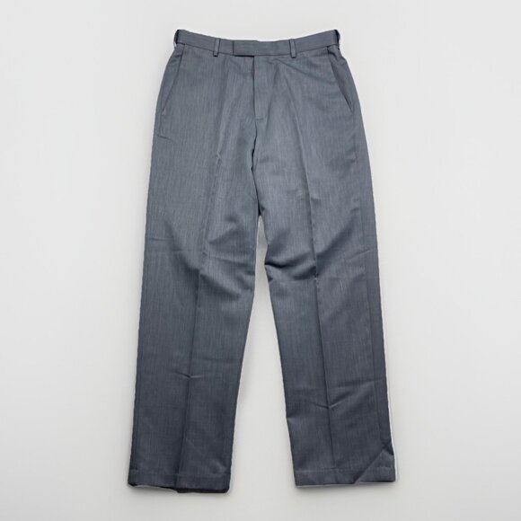 Haggar Dress Pants Men's 32x30 Stretch Classic Fit Gray Work Trousers Pleated - Picture 1 of 10